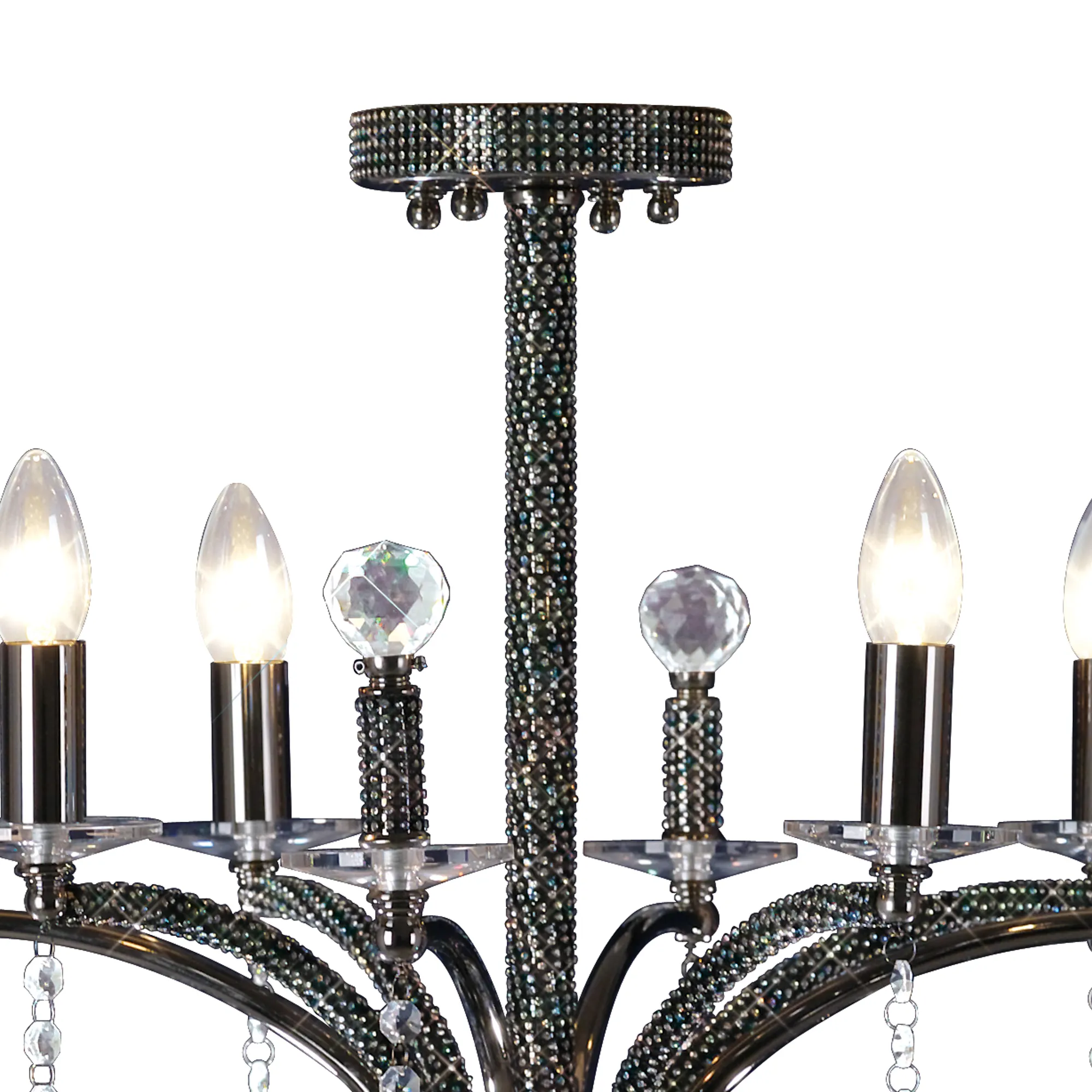 Fiore Crystal Pendant 4 Light Black Chrome IL30364  Diyas Fiore